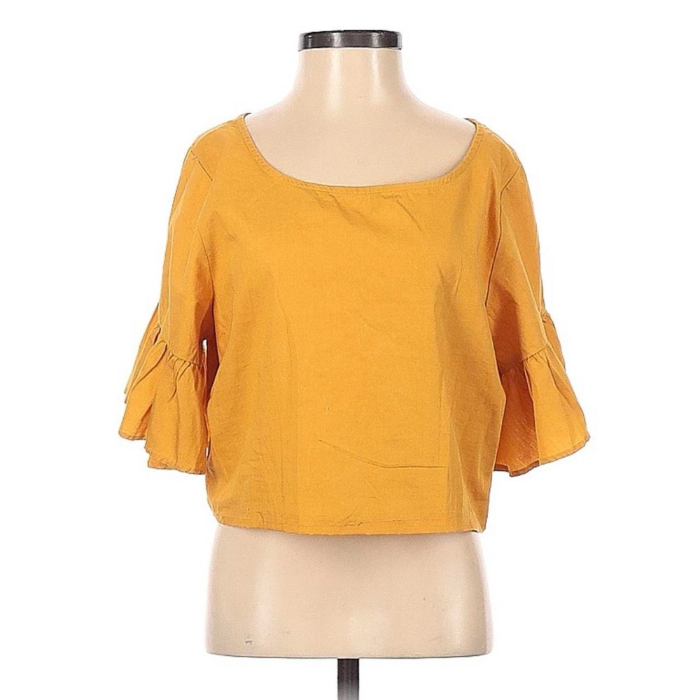 American Eagle Flutter Sleeve Crop Top Golden Yellow Size Medium Short